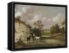 A Quarry Scene with Figures-Julius Caesar Ibbetson-Framed Stretched Canvas