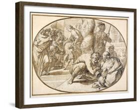 A Queen Distributing Alms to a Crippled Beggar in the Temple at Jerusalem, Early 17th Century-null-Framed Giclee Print