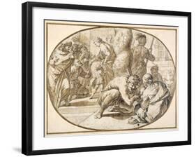 A Queen Distributing Alms to a Crippled Beggar in the Temple at Jerusalem, Early 17th Century-null-Framed Giclee Print