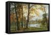 A Quiet Lake-Albert Bierstadt-Framed Stretched Canvas