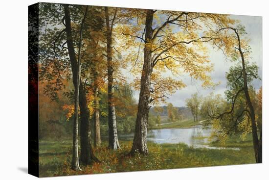 A Quiet Lake-Albert Bierstadt-Stretched Canvas