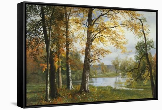 A Quiet Lake-Albert Bierstadt-Framed Stretched Canvas