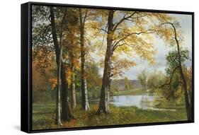 A Quiet Lake-Albert Bierstadt-Framed Stretched Canvas