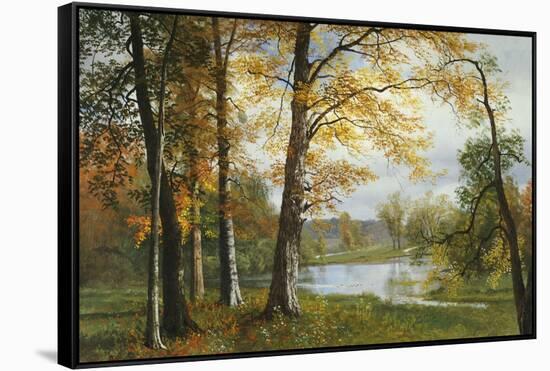 A Quiet Lake-Albert Bierstadt-Framed Stretched Canvas