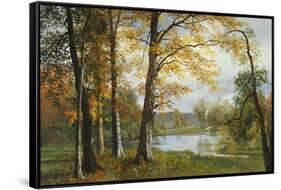 A Quiet Lake-Albert Bierstadt-Framed Stretched Canvas