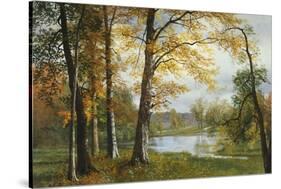 A Quiet Lake-Albert Bierstadt-Stretched Canvas