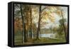 A Quiet Lake-Albert Bierstadt-Framed Stretched Canvas