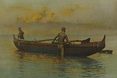 Hawaiian's Canoe, Kaneohe Bay, 1915-A. R. Gurrey Jr.-Framed Stretched Canvas
