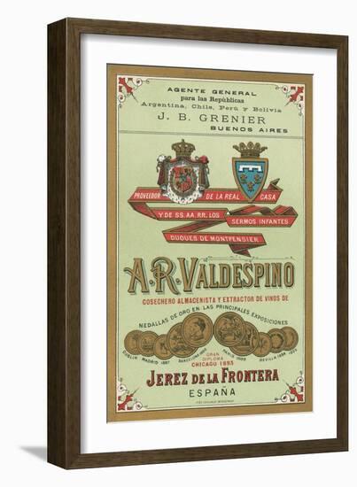 A. R. Valdespino Sherry Label-null-Framed Art Print