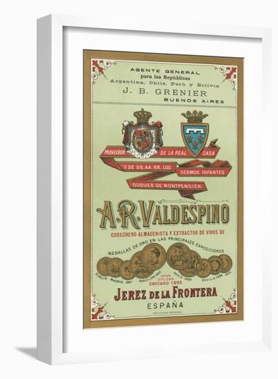 A. R. Valdespino Sherry Label-null-Framed Art Print