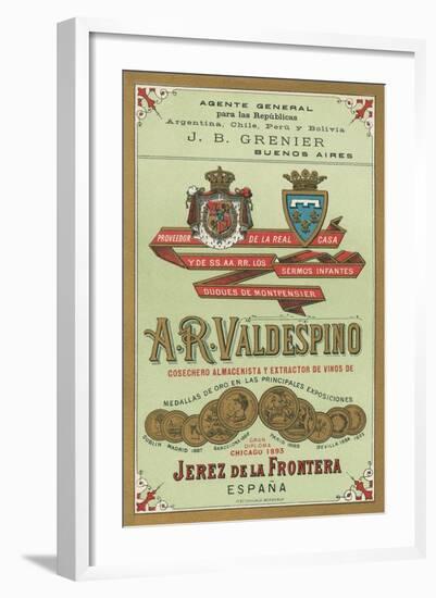 A. R. Valdespino Sherry Label-null-Framed Art Print