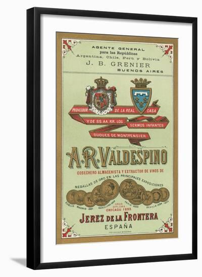 A. R. Valdespino Sherry Label-null-Framed Art Print