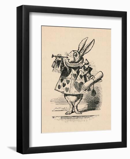 'A Rabbit as court official blowing a trumpet for an announcement', 1889-John Tenniel-Framed Giclee Print