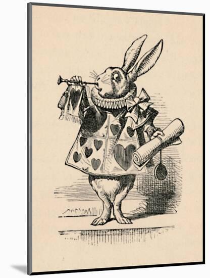 'A Rabbit as court official blowing a trumpet for an announcement', 1889-John Tenniel-Mounted Giclee Print