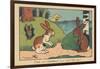 A Rabbit Comes Back to His Burrow Crying, His Ears Riddled with Leads. “A Hunter Did that to Me!” ,-Benjamin Rabier-Framed Giclee Print