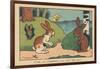 A Rabbit Comes Back to His Burrow Crying, His Ears Riddled with Leads. “A Hunter Did that to Me!” ,-Benjamin Rabier-Framed Giclee Print