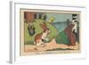 A Rabbit Comes Back to His Burrow Crying, His Ears Riddled with Leads. “A Hunter Did that to Me!” ,-Benjamin Rabier-Framed Giclee Print