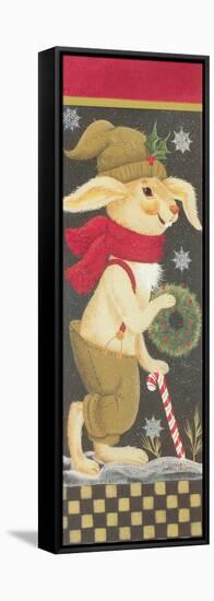A Rabbit Dressed for Winter, Holding a Wreath-Beverly Johnston-Framed Stretched Canvas