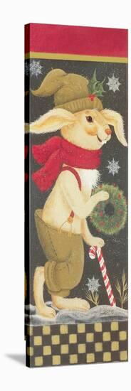 A Rabbit Dressed for Winter, Holding a Wreath-Beverly Johnston-Stretched Canvas