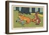 A Rabbit Makes a Muff out of the Fox's Tail Caught in a Trap.” the Fur Cuff” ,1936 (Illustration)-Benjamin Rabier-Framed Giclee Print