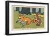 A Rabbit Makes a Muff out of the Fox's Tail Caught in a Trap.” the Fur Cuff” ,1936 (Illustration)-Benjamin Rabier-Framed Giclee Print