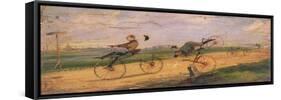 A Race Between Lallement Velocipedes, circa 1865-Samuel Henry Gordon Alken-Framed Stretched Canvas