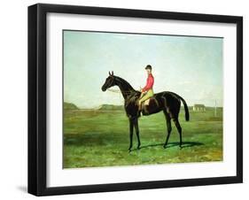 A Race Horse with a Jockey up on the Racetrack at Newmarket-Harry Hall-Framed Giclee Print
