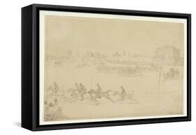 A Race of the Knavesmire at York (Pen and Ink with W/C on Paper)-Thomas Rowlandson-Framed Stretched Canvas