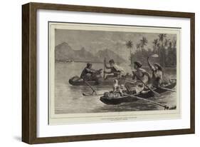 A Race to the Market, Tahiti, Society Islands-null-Framed Giclee Print