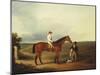 A Racehorse with a Jockey Up, with a Trainer and a Spaniel by a Gate-George Fenn (Attr to)-Mounted Giclee Print