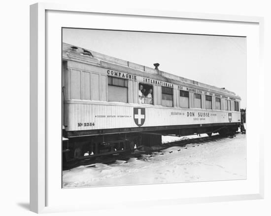 A Railroad Car Converted into a Travelling Dentist Office by the Swiss Relief Agency-null-Framed Photographic Print