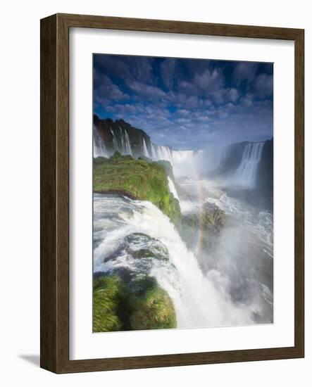 A Rainbow over Iguacu Falls in Brazil-Alex Saberi-Framed Premium Photographic Print