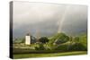 A Rainbow over St. David's Church in the Tiny Welsh Hamlet of Llanddewir Cwm, Powys, Wales-Graham Lawrence-Stretched Canvas
