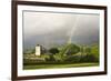 A Rainbow over St. David's Church in the Tiny Welsh Hamlet of Llanddewir Cwm, Powys, Wales-Graham Lawrence-Framed Photographic Print