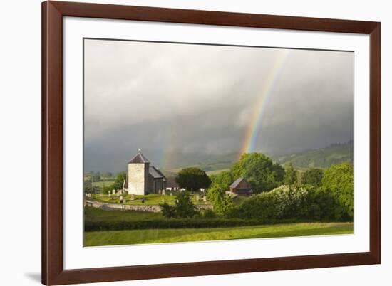 A Rainbow over St. David's Church in the Tiny Welsh Hamlet of Llanddewir Cwm, Powys, Wales-Graham Lawrence-Framed Photographic Print