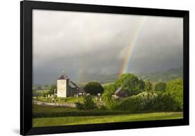 A Rainbow over St. David's Church in the Tiny Welsh Hamlet of Llanddewir Cwm, Powys, Wales-Graham Lawrence-Framed Photographic Print