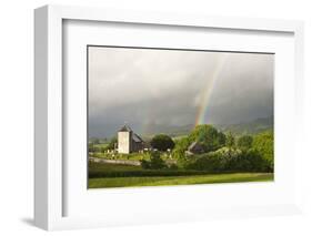 A Rainbow over St. David's Church in the Tiny Welsh Hamlet of Llanddewir Cwm, Powys, Wales-Graham Lawrence-Framed Photographic Print
