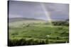 A Rainbow over the Countryside of Swaledale, Yorkshire Dales, Yorkshire, United Kingdom-John Woodworth-Stretched Canvas