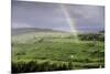 A Rainbow over the Countryside of Swaledale, Yorkshire Dales, Yorkshire, United Kingdom-John Woodworth-Mounted Photographic Print