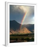 A Rainbow Reaches for the Banks of Kashmir's Dal Lake-null-Framed Premium Photographic Print