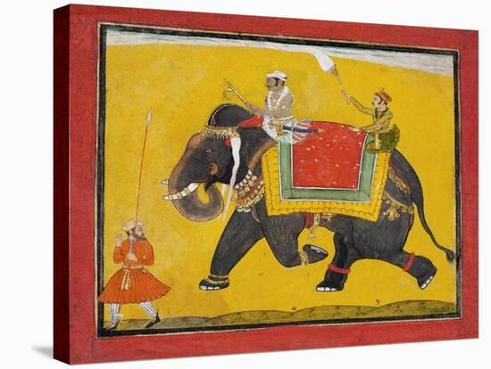 A Raja Riding an Elephant, C.1690-null-Stretched Canvas