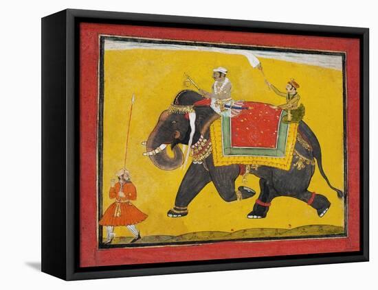 A Raja Riding an Elephant, C.1690-null-Framed Stretched Canvas