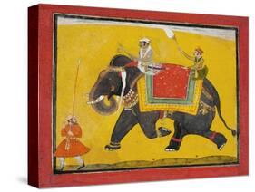 A Raja Riding an Elephant, C.1690-null-Stretched Canvas