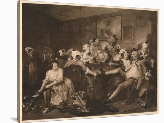 'A Rake's Progress - 3: The The Orgy', 1733-William Hogarth-Stretched Canvas