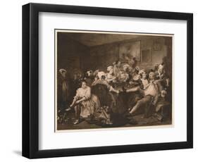 'A Rake's Progress - 3: The The Orgy', 1733-William Hogarth-Framed Giclee Print