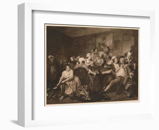 'A Rake's Progress - 3: The The Orgy', 1733-William Hogarth-Framed Giclee Print