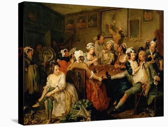 A Rake's Progress III: the Rake at the Rose-Tavern-William Hogarth-Stretched Canvas