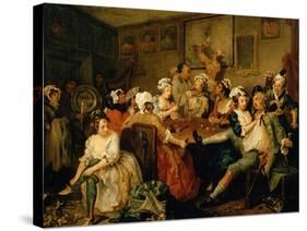 A Rake's Progress III: the Rake at the Rose-Tavern-William Hogarth-Stretched Canvas