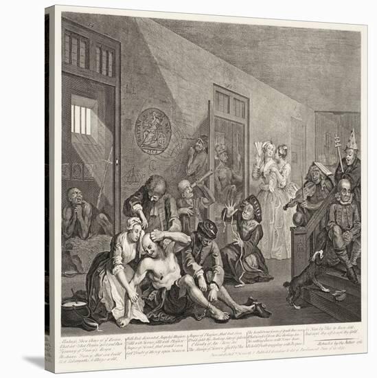 A Rake's Progress (Plate 8)-William Hogarth-Stretched Canvas