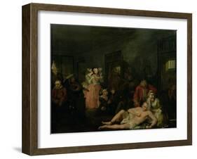 A Rake's Progress VIII: the Rake in Bedlam, 1733-William Hogarth-Framed Giclee Print